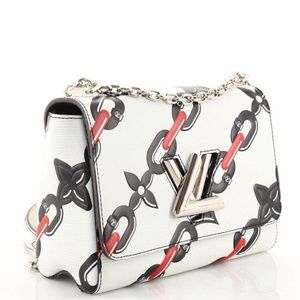 Twist Chain Flower Print Flower Runway Edition White Black Red Leather Cross Bod